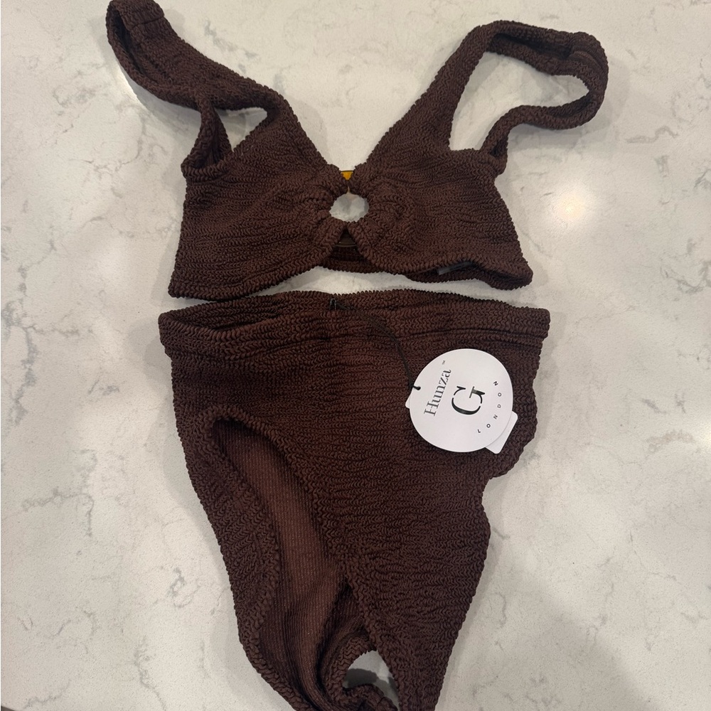 Brown Textured Bikini Set